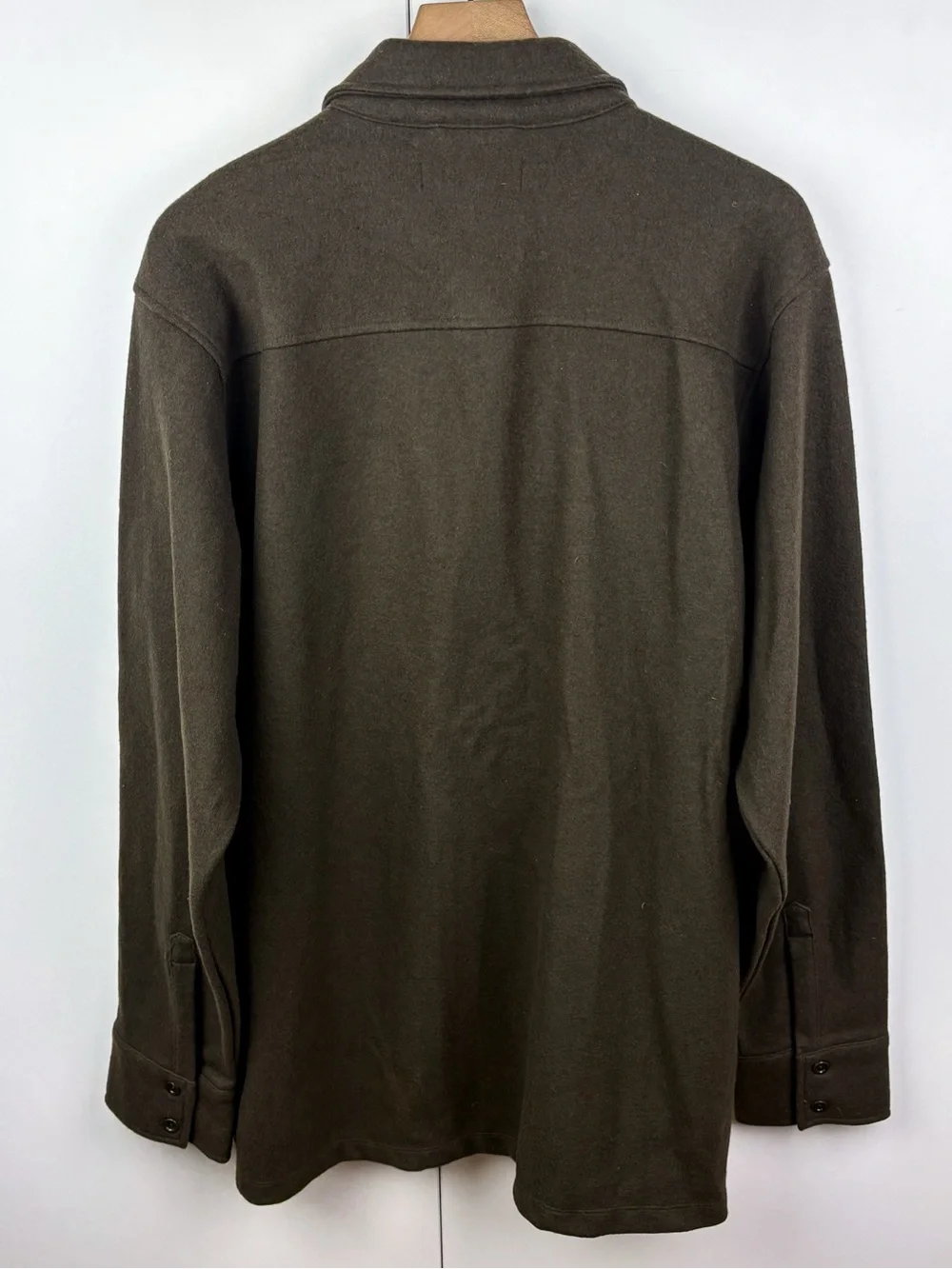 Banana Republic Vintage Wool Flannel Button Down Shirt Olive Green Brown Y2K